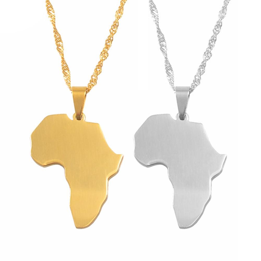 Solid Gold Africa Map Pendant with Stencil Heart Detail - Afrogem Jewellers